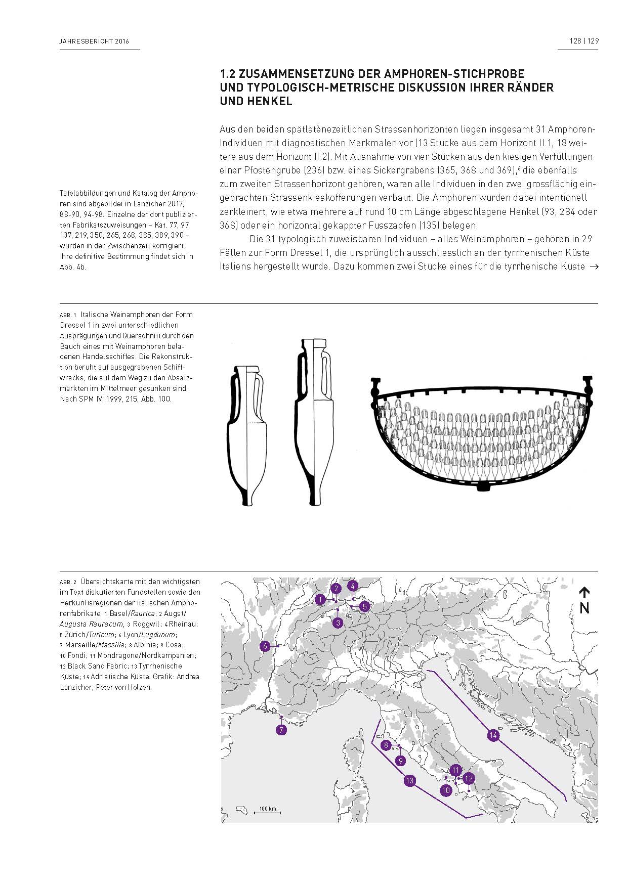 Rekonstruktion von Dressel 1 Weinamphoren und Verbreitungskarte